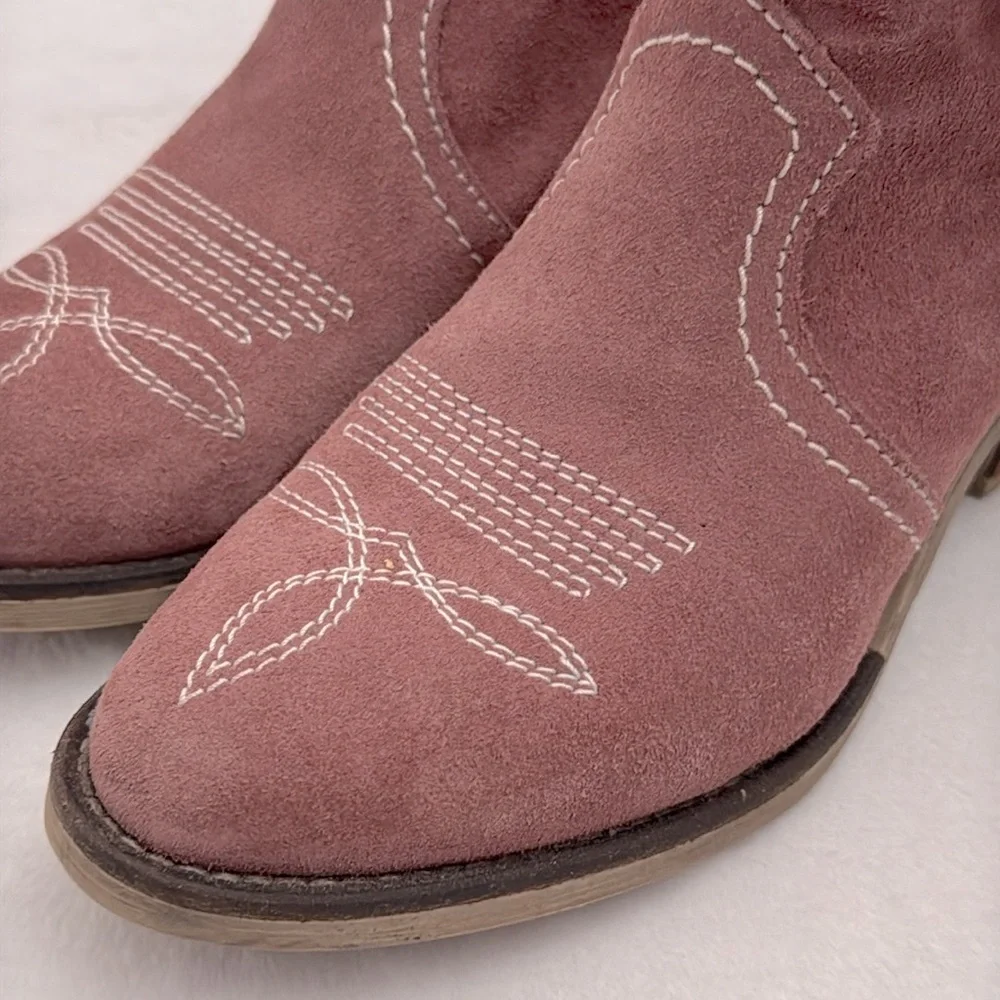 Sundance | Etta Cowboy Western Side Zip Suede Short Boots Pink (EU 36/US 6.5) - Picture 7 of 16